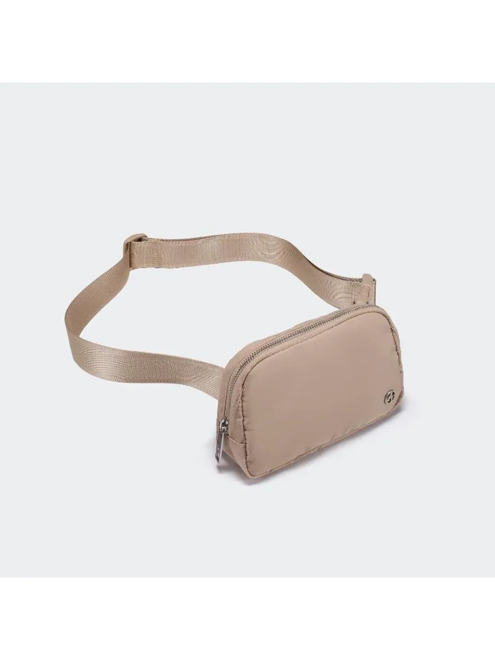 Men's Raw Linen Beige Crossbody Belt Bag Wide Zipper Adjustable Strap 3-Pockets